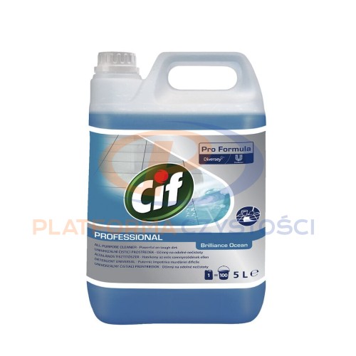 Cif Pro Formula All Purpose Cleaner Brilliance Ocean skoncentrowany preparat do codziennego mycia wodoodpornych, niezabezpieczonych powierzchni 5L