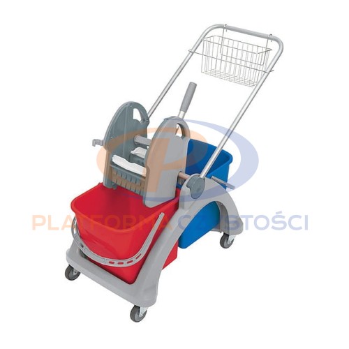 SPLAST wózek dwukomorowy 2x25L z koszykiem chrom na akcesoria