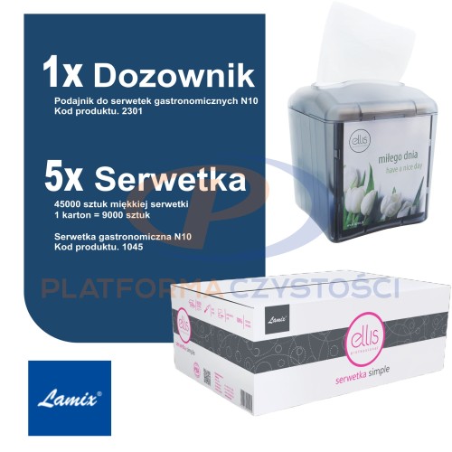 LAMIX Zestaw startowy serwetka gastronomiczna N10 + dozownik do serwetki N10