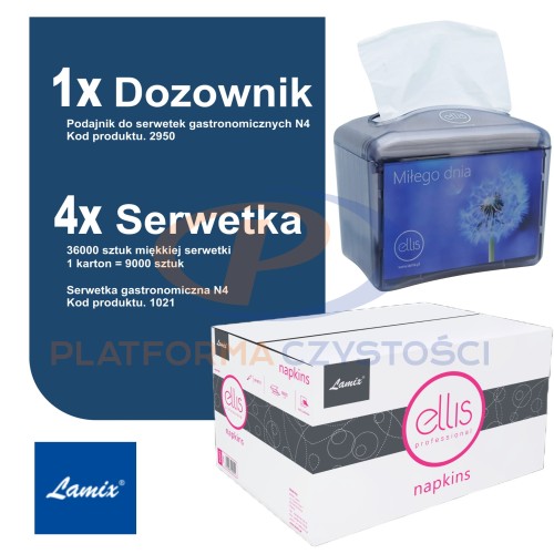 LAMIX Zestaw startowy serwetka gastronomiczna N4 + dozownik do serwetki N4