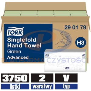 290179 TORK H3 ręcznik zz 2w zielony 3750 listków
