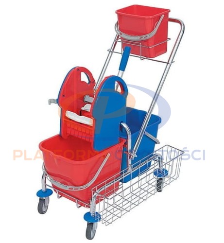 SPLAST wózek wiadro 2x20L + wiaderko 6l + koszyk chrom