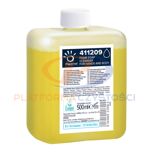 411209 PAPERNET Mydło w pianie do rąk i ciała 500ml
