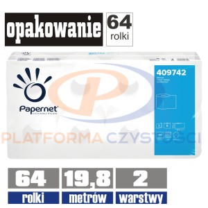 409742 PAPERNET papier toaletowy 2-warstwy 19,8mb / 8x8rolek = 64rolki