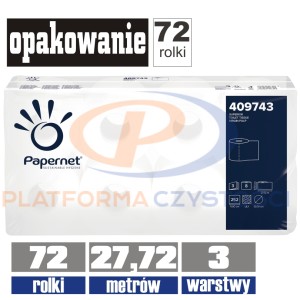 409743 PAPERNET papier toaletowy 3-warstwy 27,72mb / 9x8rolek = 72rolki