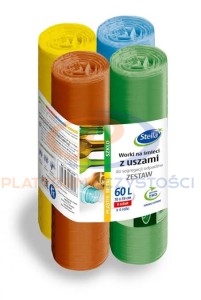  Stella worki z uszami 60L zestaw  do segregacji 4x8 sztuk