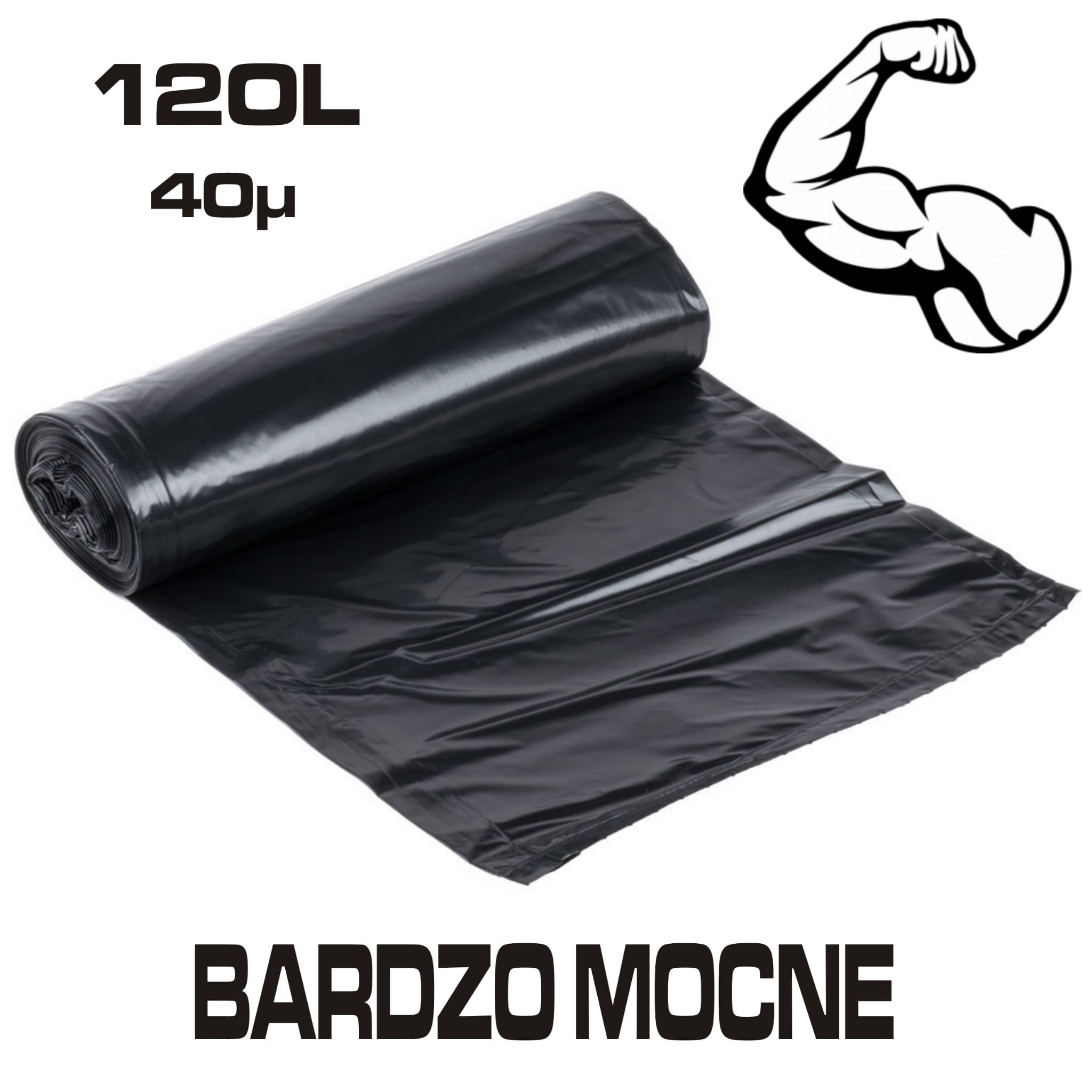 Worki 120L super mocne 70x110cm czarne 25 sztuk
