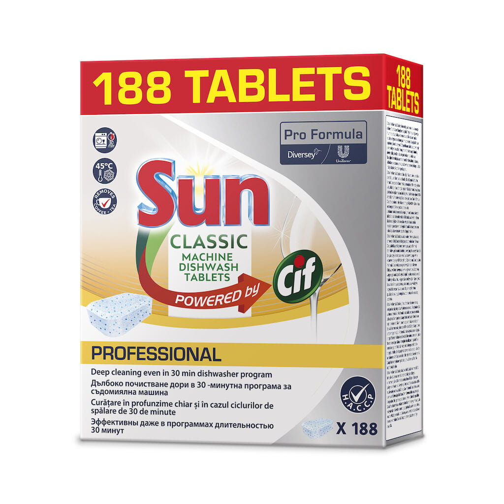 SUN Pro Formula Classic 188 sztuk profesjonalne tabletki do maszynowego mycia naczyń