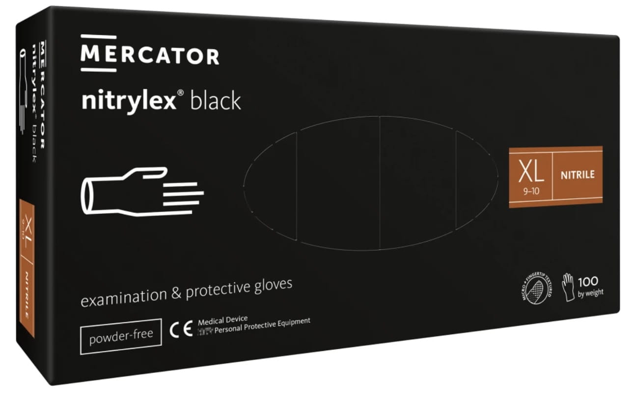 MERCATOR nitrylex rękawice nitrylowe czarne rozm. XL (9-10) 100 sztuk