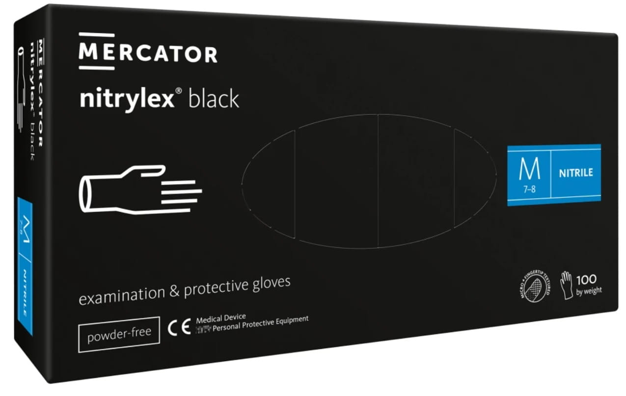 MERCATOR nitrylex rękawice nitrylowe czarne rozm. M (7-8) 100 sztuk