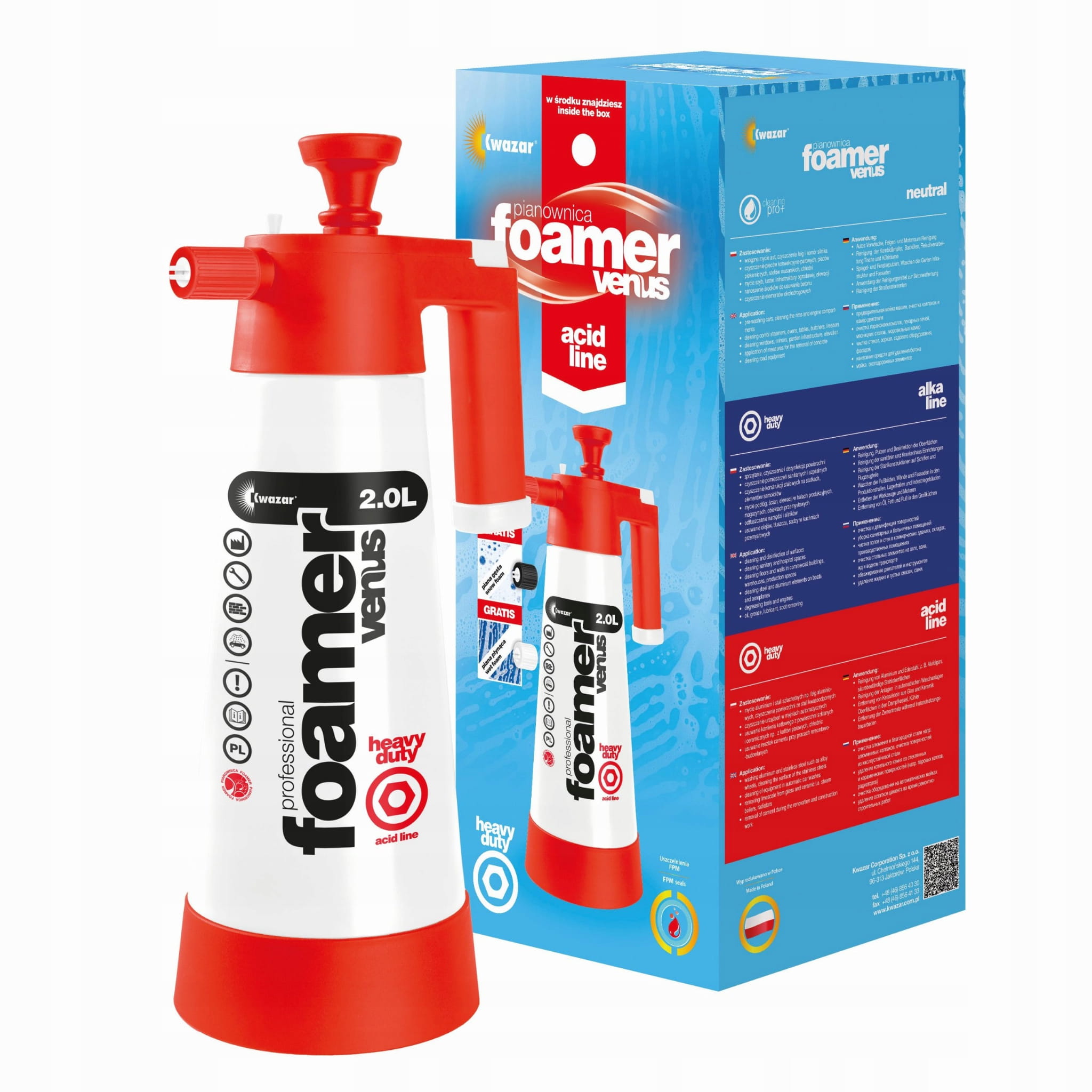 KWAZAR PRO+ VENUS SUPER FOAMER 2L acid line pH 1-6 pianownica do aplikacji kwasów