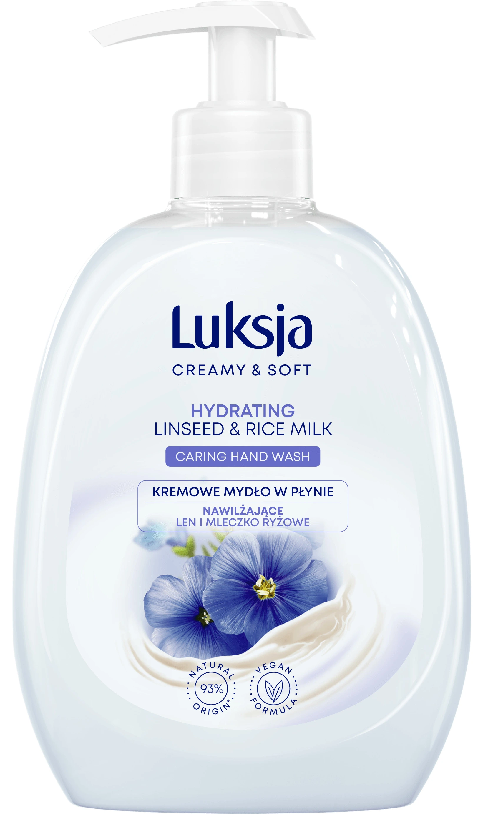 LUKSJA mydło w płynie z pompką 500ML - len & mleczko ryżowe