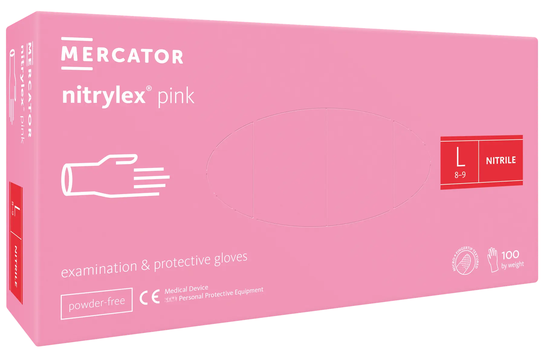 MERCATOR nitrylex PINK rękawice nitrylowe różowe "L" 100 sztuk