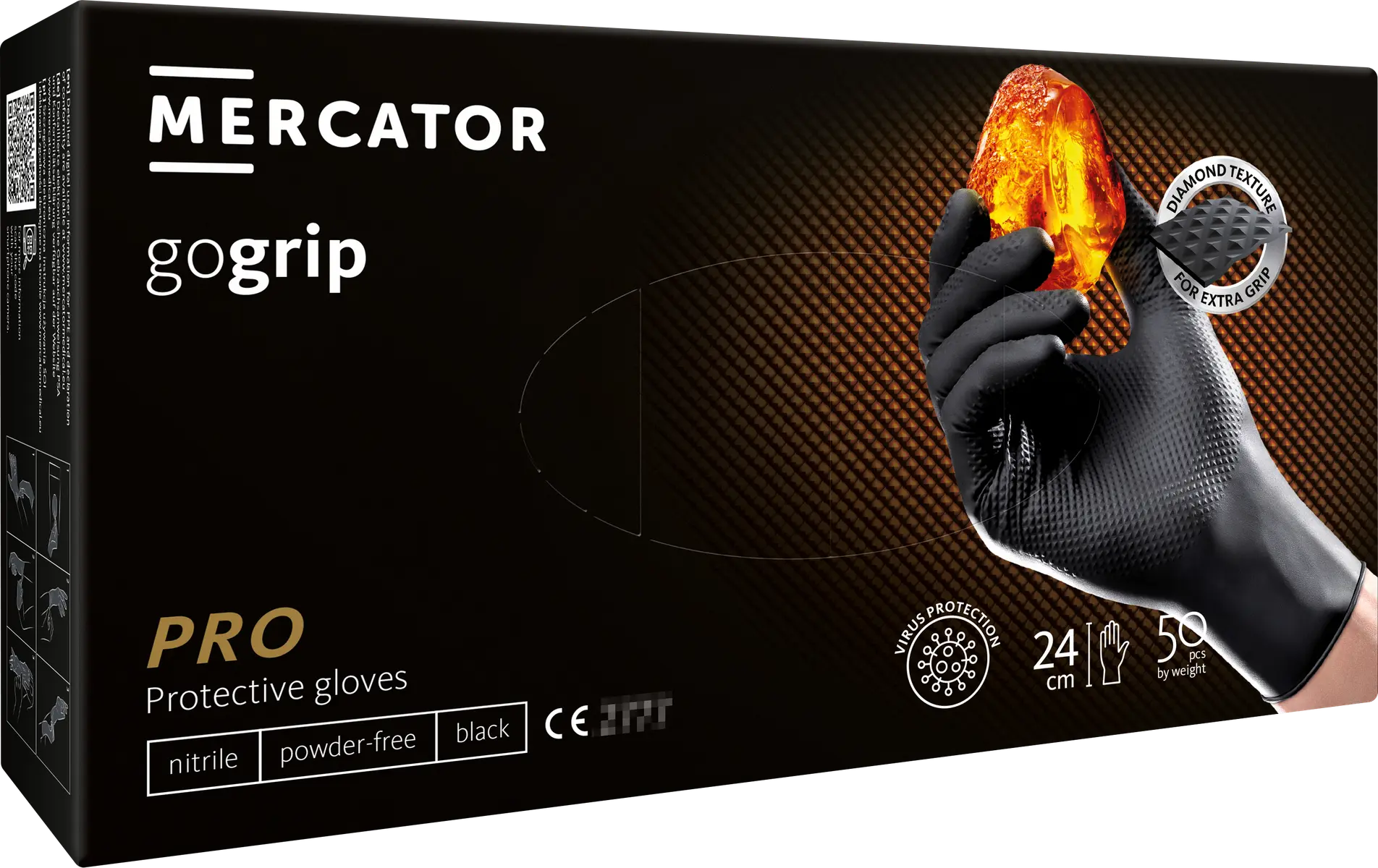 Rękawice techniczne nitrylowe GO grip black "XXL" 50 sztuk