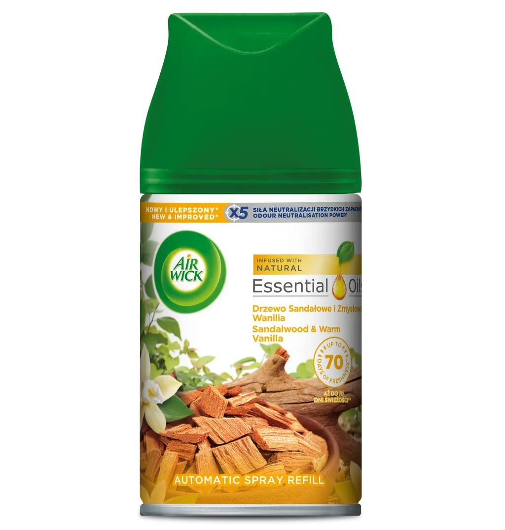 AIR WICK FRESHMATIC wkład 250ml DRZEWO SANDAŁOWE i ZMYSŁOWA WANILIA
