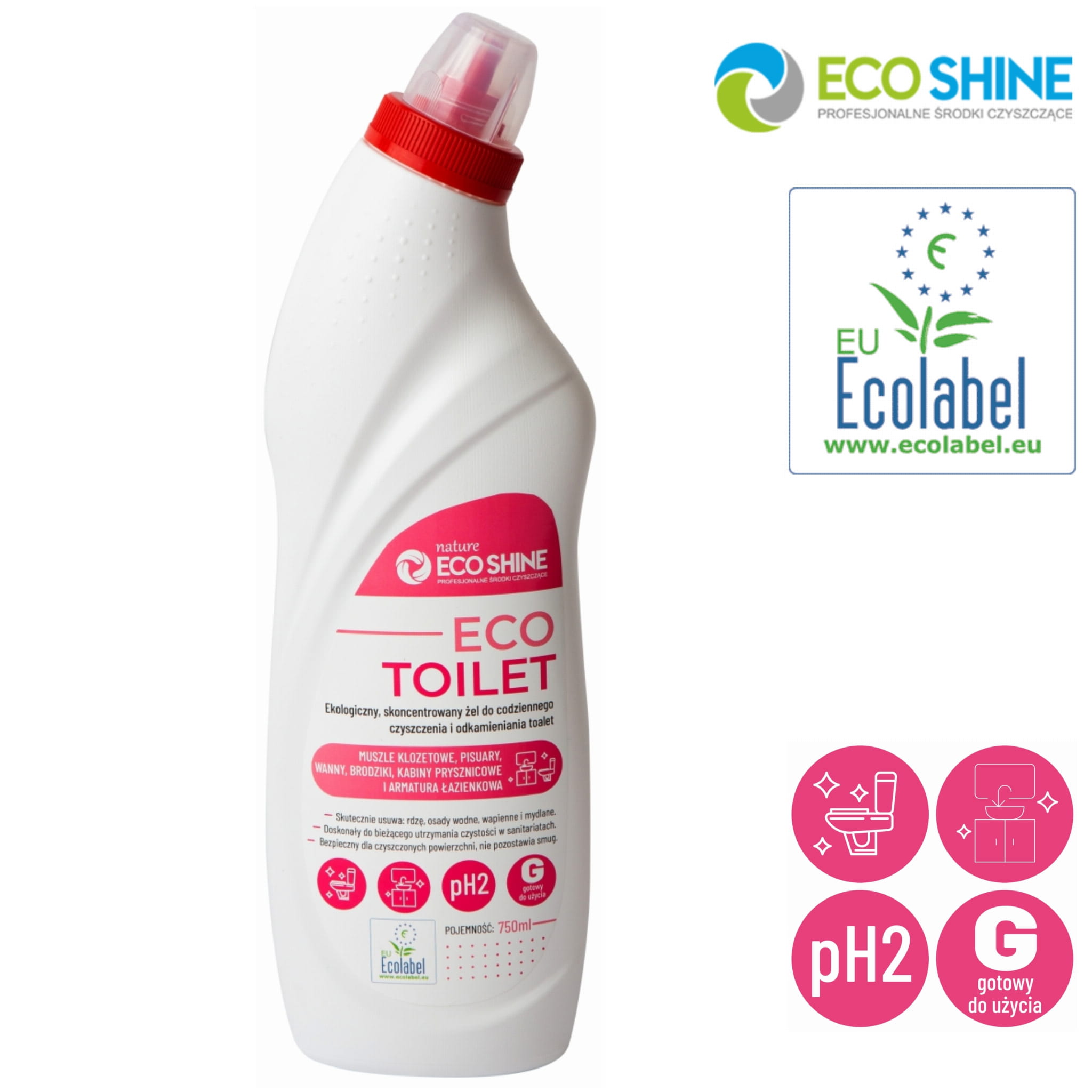 ECO TOILET 750ml Ekologiczny, skoncentrowany żel do codziennego czyszczenia i odkamieniania toalet oraz sanitariatów