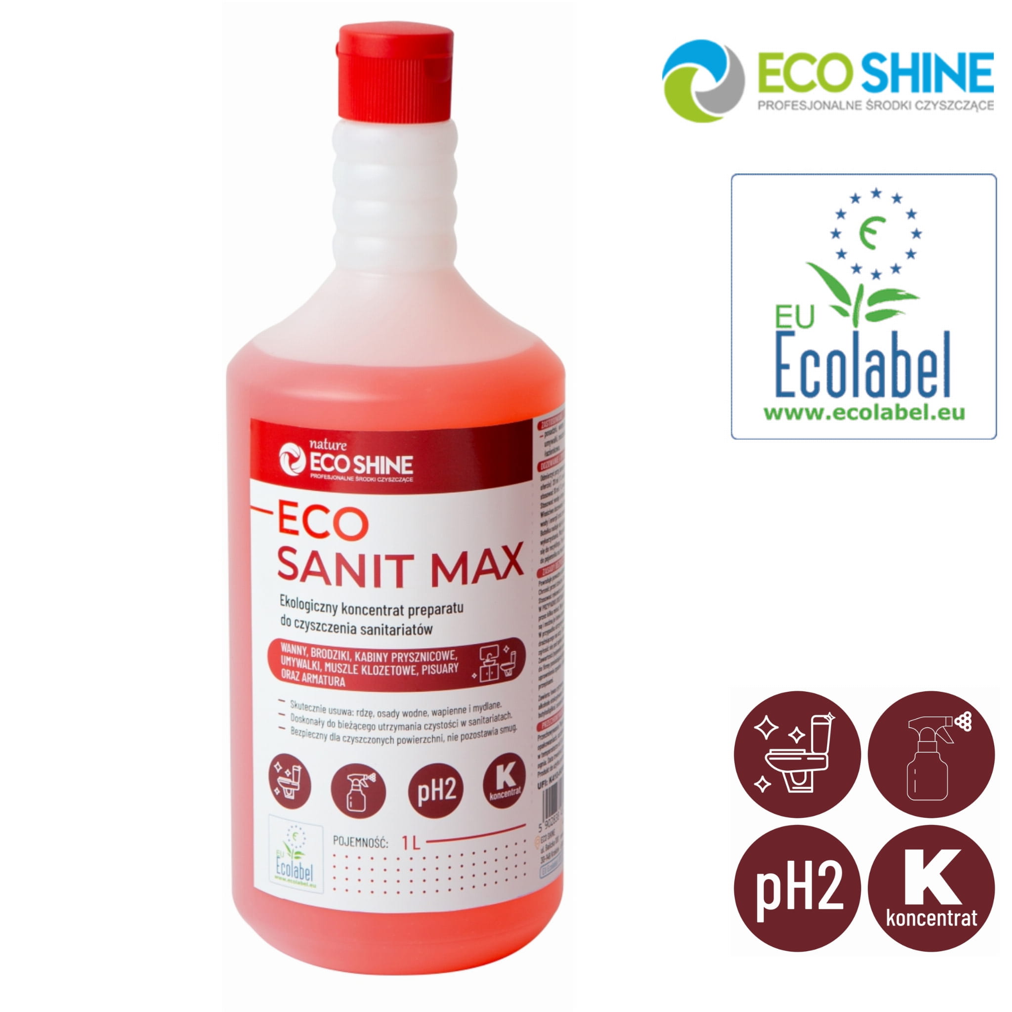 ECO SANIT MAX 1L Ekologiczny skoncentrowany preparat do czyszczenia sanitariatów