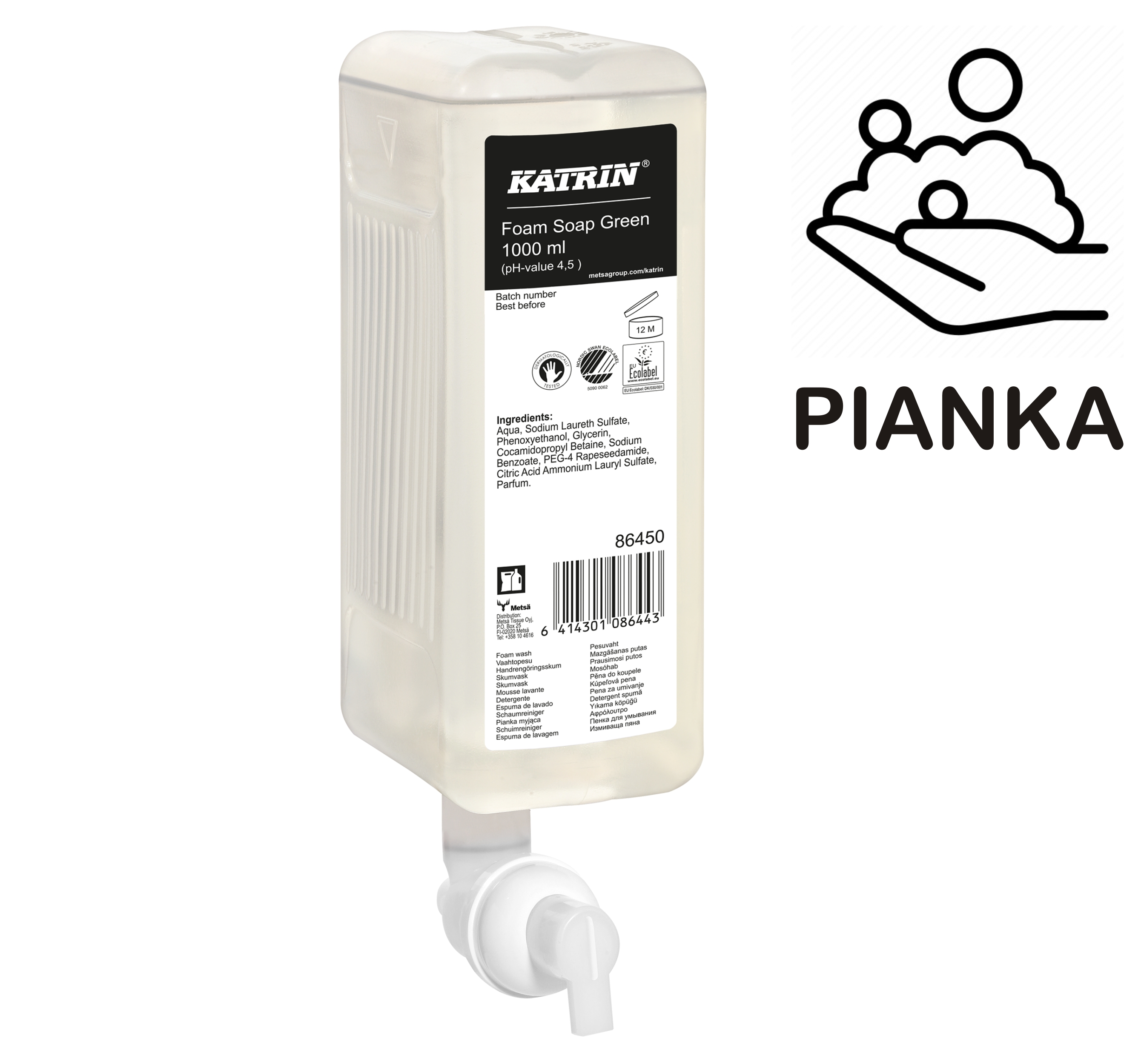 86450 KATRIN Green Mydło w pianie zapachowe - 1000 ml