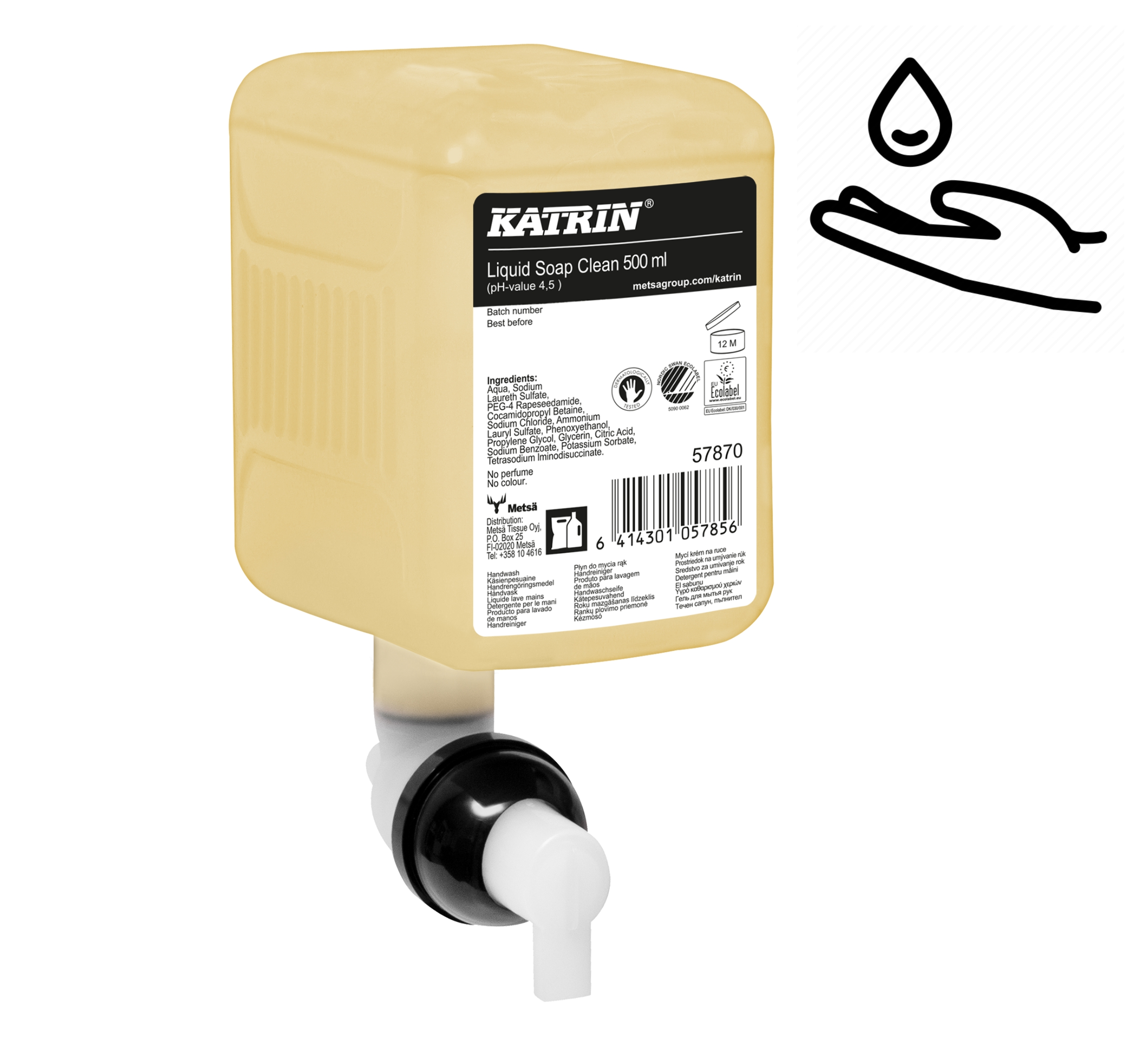 57870 KATRIN CLEAN Mydło w płynie bezzapachowe - 500 ml