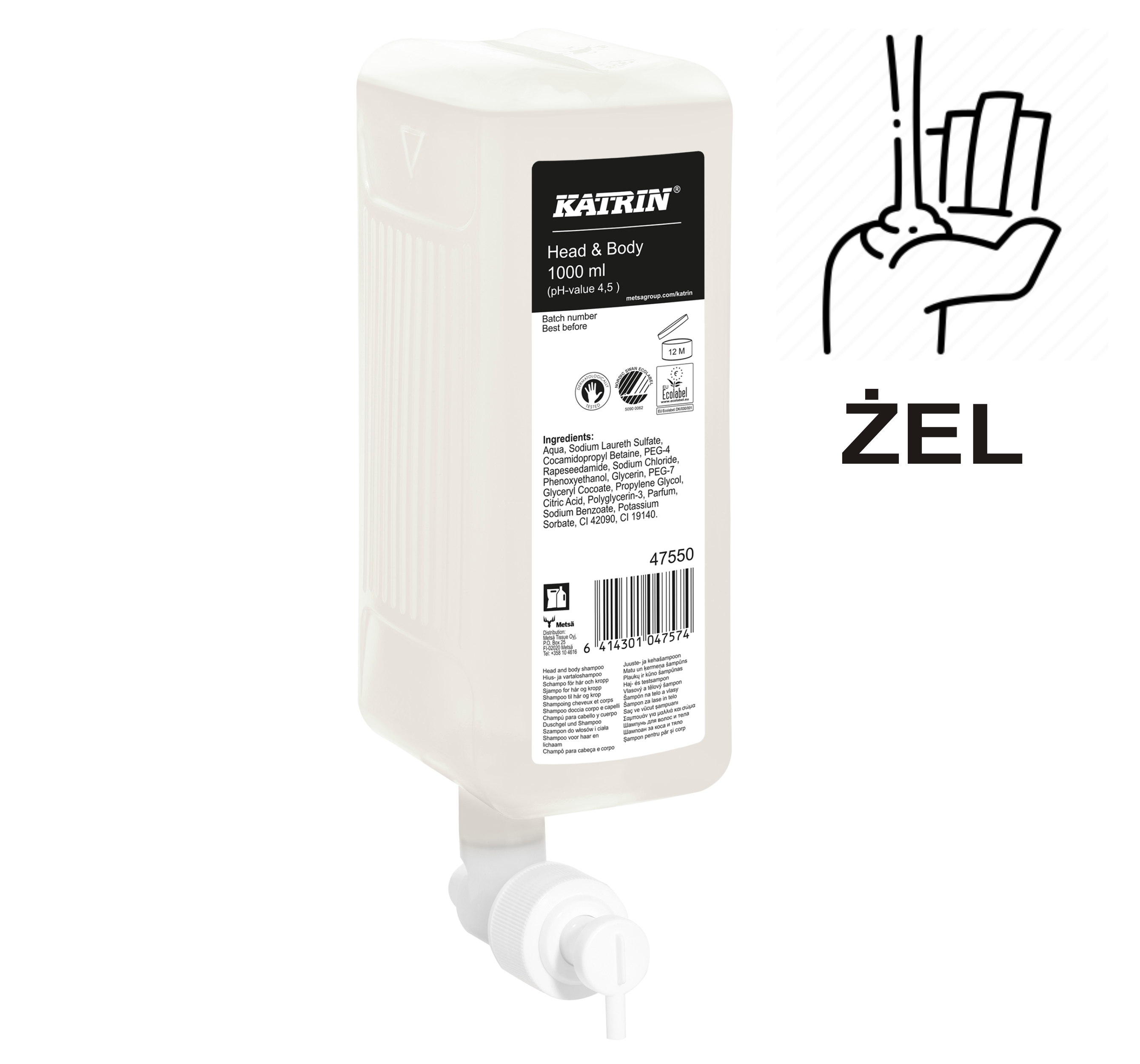 47550 KATRIN żel do ciała i włosów - 1000 ml