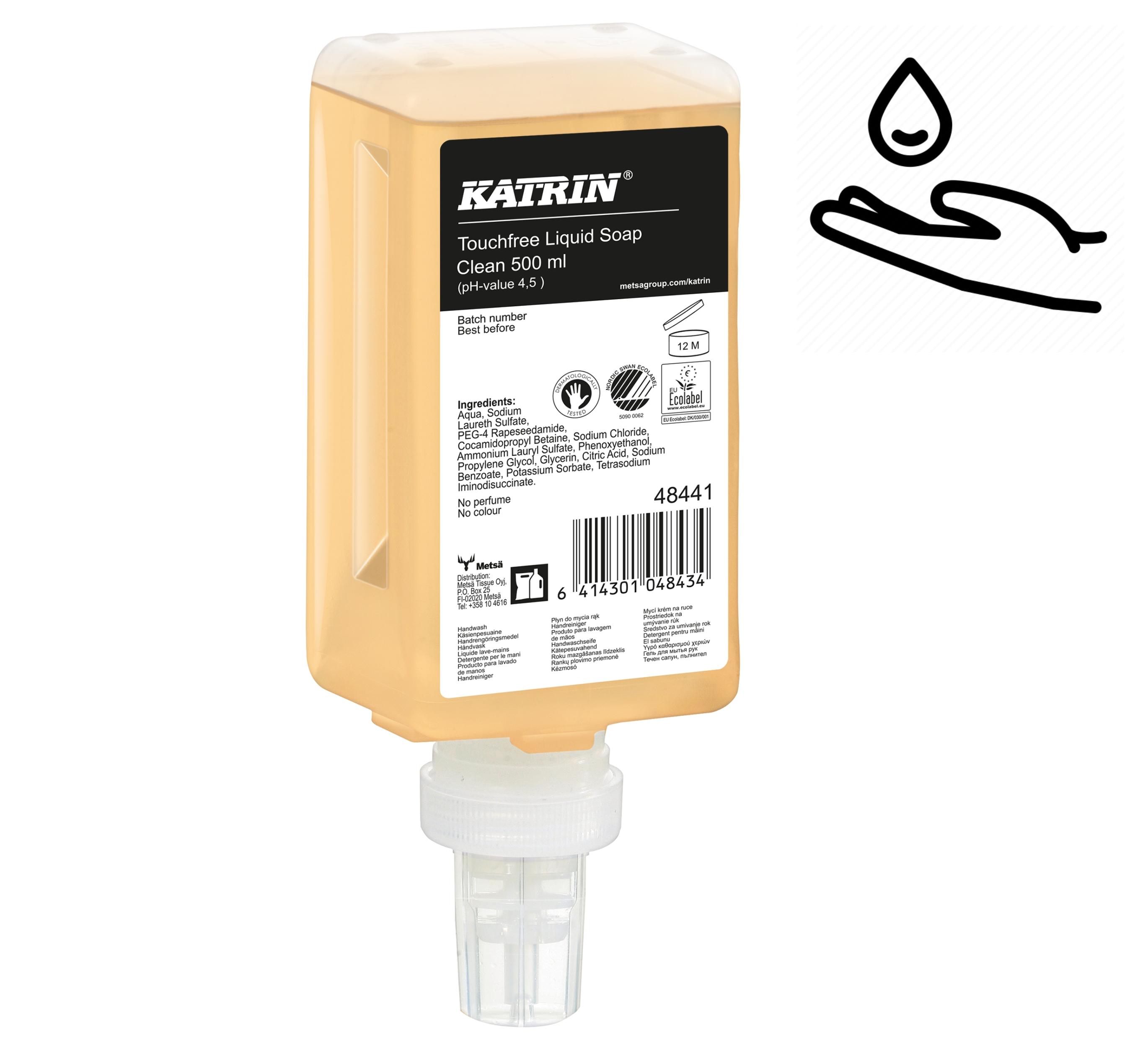 48441 KATRIN CLEAN Touchfree mydło w płynie bezzapachowe - 500 ml