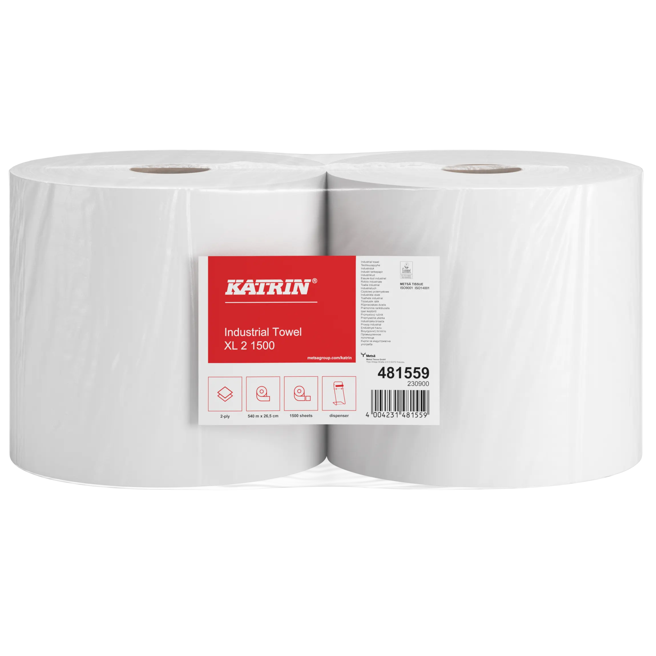 481559 KATRIN Plus Czyściwo XL 100% celuloza 2warstwowe 540m / 2 sztuki