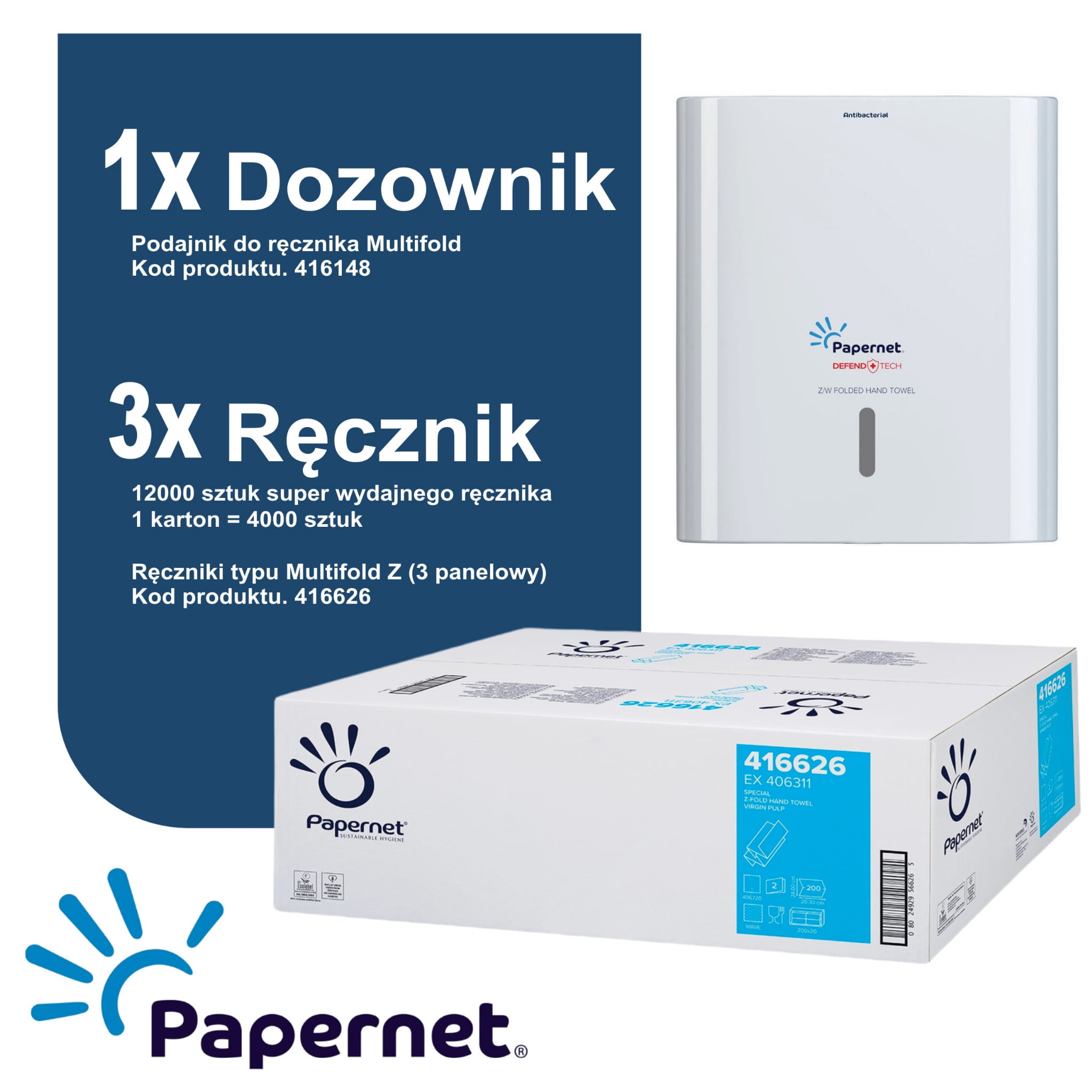PAPERNET Zestaw startowy ręcznik składany 416626 + dozownik 416148