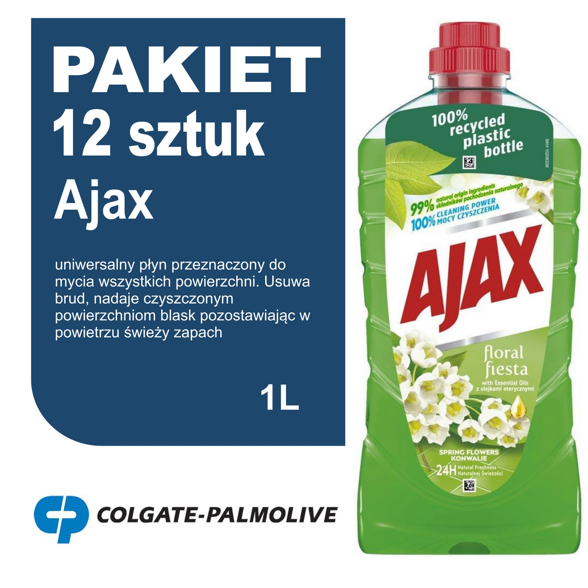 AJAX płyn uniwersalny 1L x 12 sztuk mix zapachów