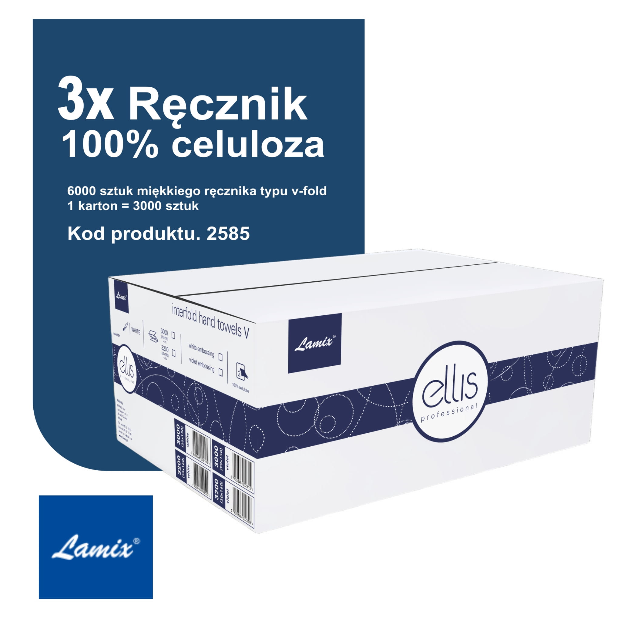 LAMIX Professional Ręcznik ZZ 100% Celuloza x 3kartony
