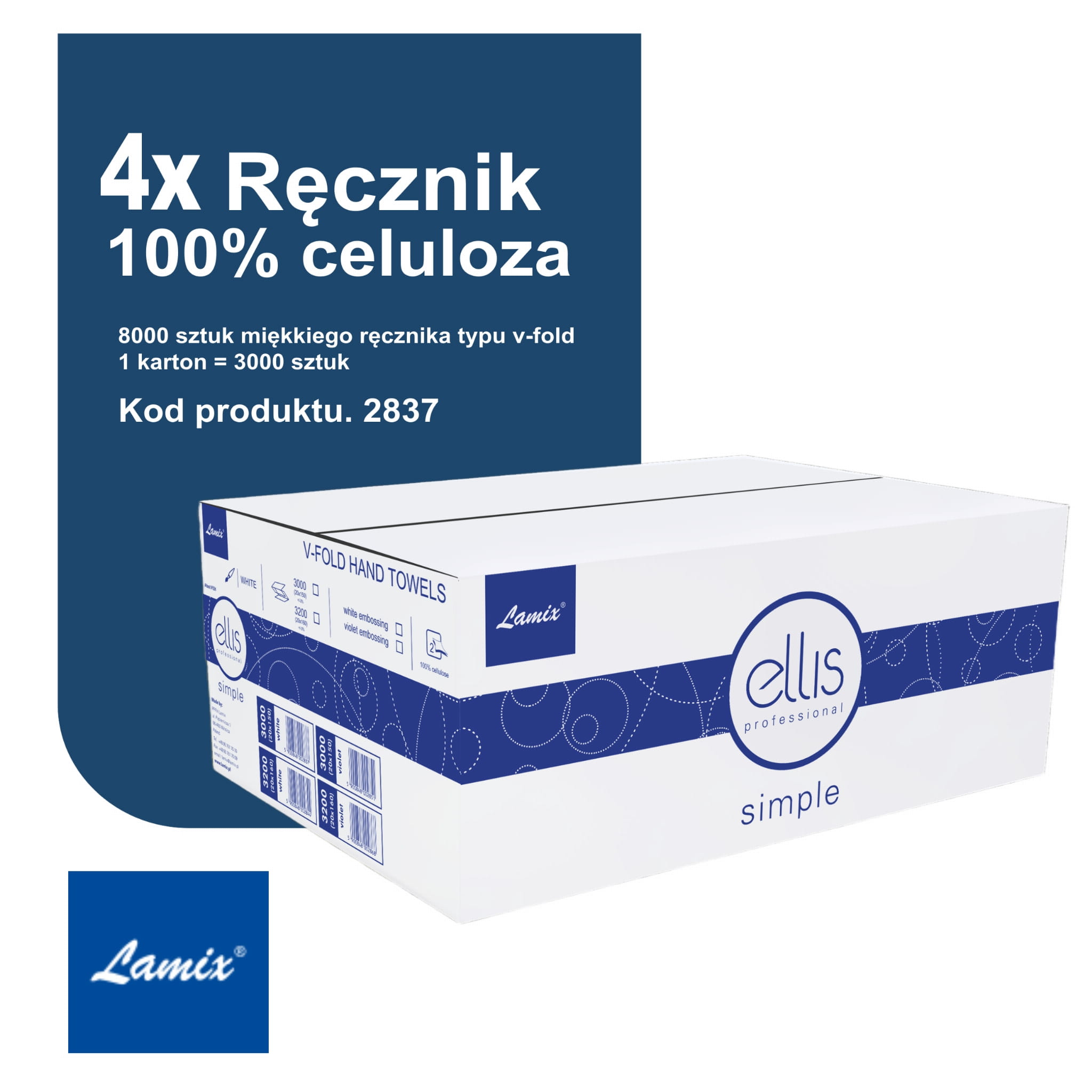 LAMIX Simple Ręcznik ZZ 100% Celuloza x 4kartony