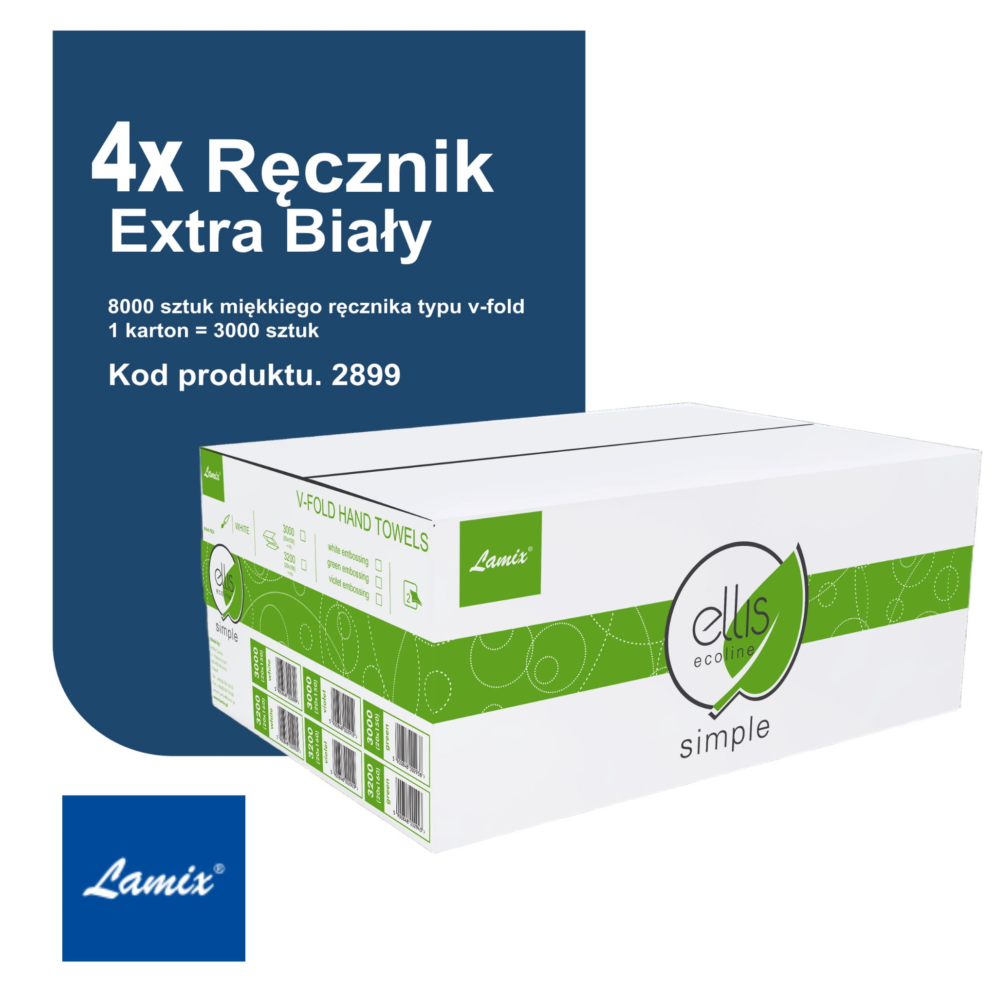 LAMIX Simple Ręcznik ZZ Super Biała Makulatura x 4kartony