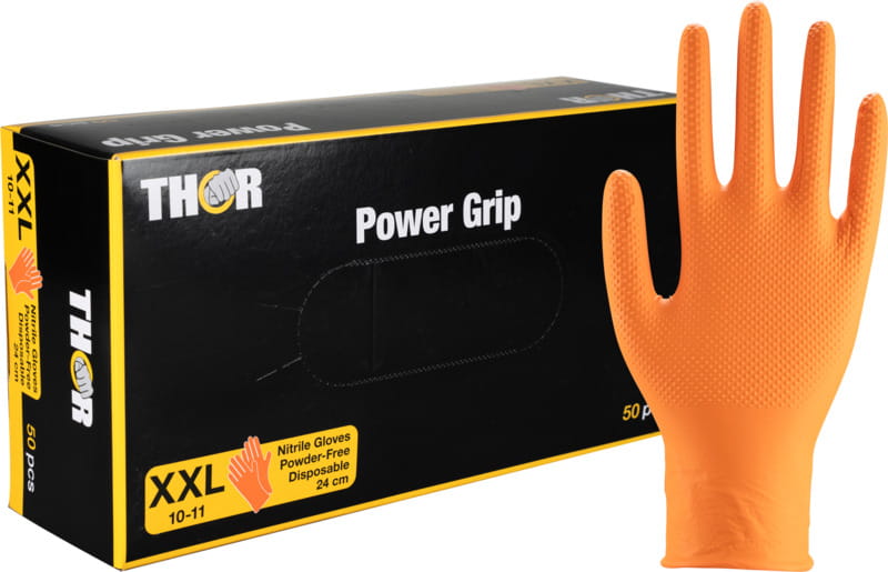 THOR POWER Grip Orange rękawice warsztatowe, techniczne 50sztuk rozm. S-XXL
