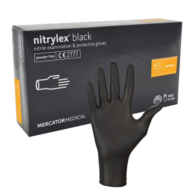 MERCATOR nitrylex rękawice nitrylowe czarne rozm. XS (6-7) 100 sztuk