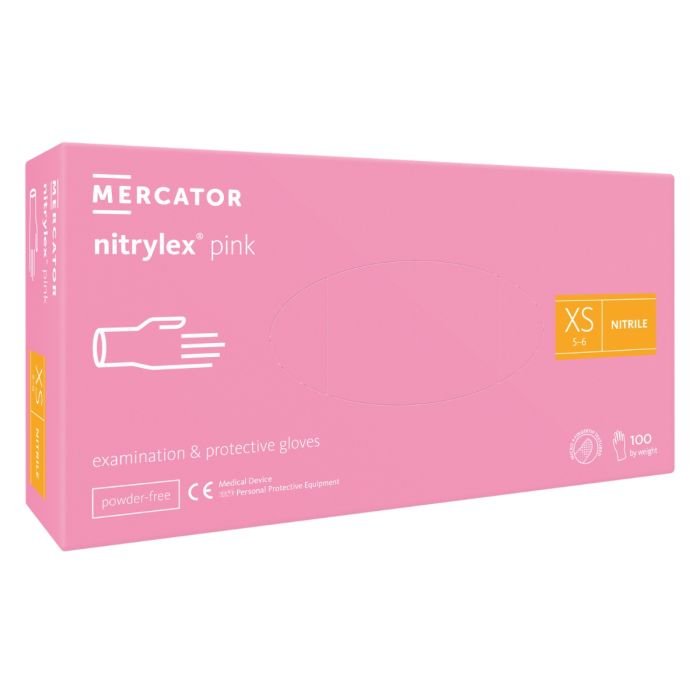 MERCATOR nitrylex PINK rękawice nitrylowe różowe "XS" 100 sztuk