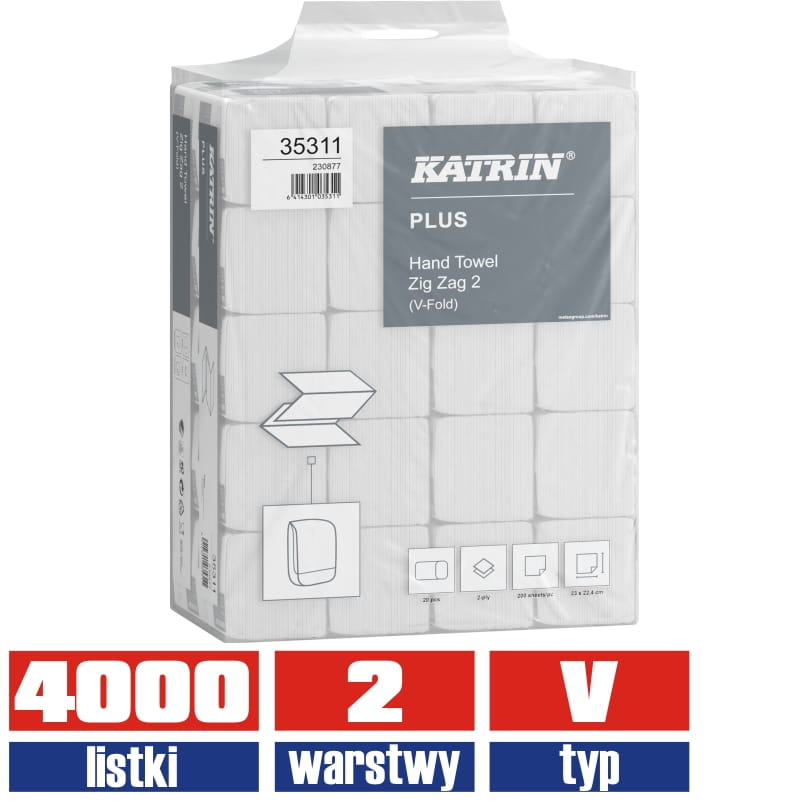 35311 KATRIN Handy Pack Plus ręcznik składany celuloza 2warstwowy 4000 listków