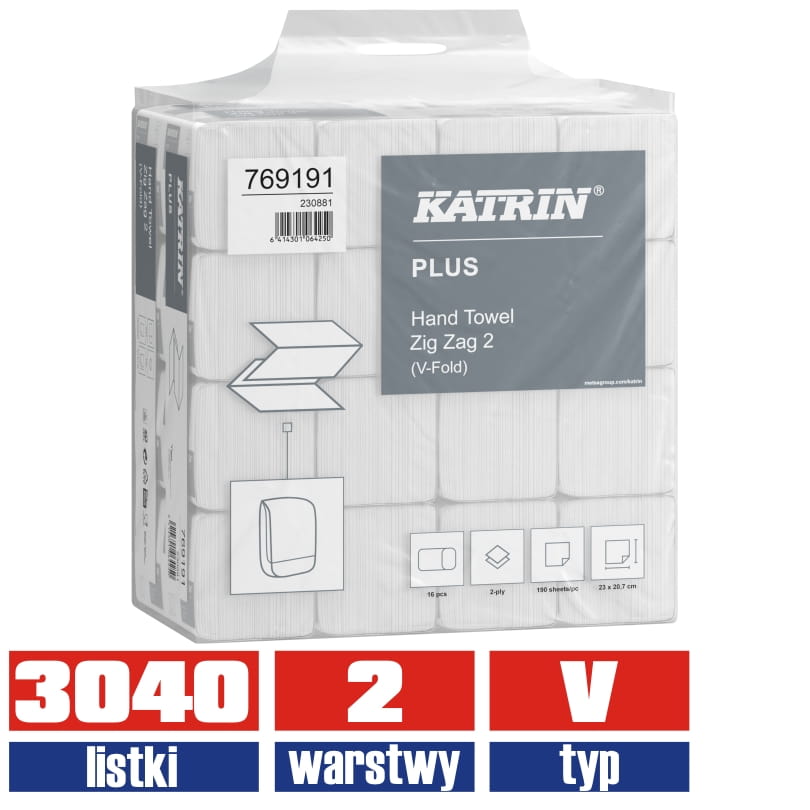 769191 KATRIN Handy Pack Plus ręcznik składany celuloza 2warstwowy 3040 listków