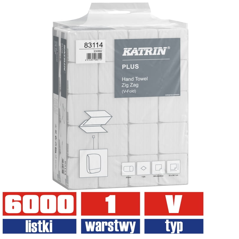 83114 KATRIN Handy Pack Plus ręcznik składany celuloza 1warstwowy 6000 listków