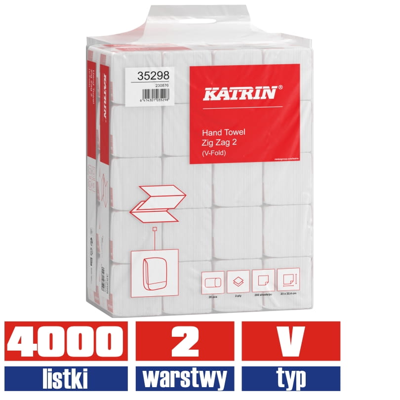 35298 KATRIN Handy Pack Classic ręcznik składany 2warstwowy 4000 listków