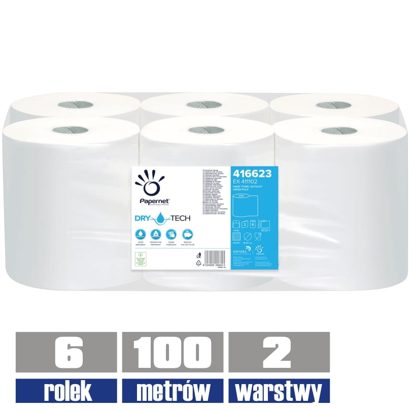 416623 PAPERNET ręcznik AUTOCUT TAD 2 warstwowy 100mb / 6 sztuk