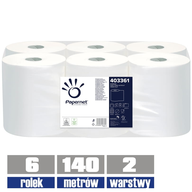 403361 PAPERNET ręcznik AUTOCUT 2 warstwowy 140mb / 6 sztuk