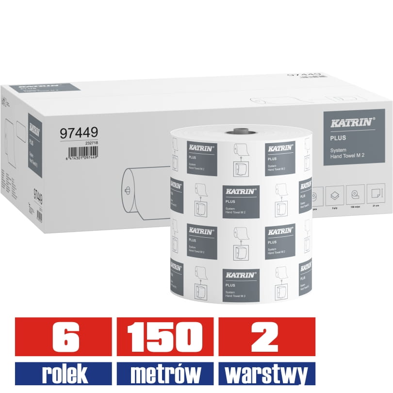 97449 KATRIN Plus AUTOCUT ręcznik 2warstwowy celuloza 150mb / 6 sztuk