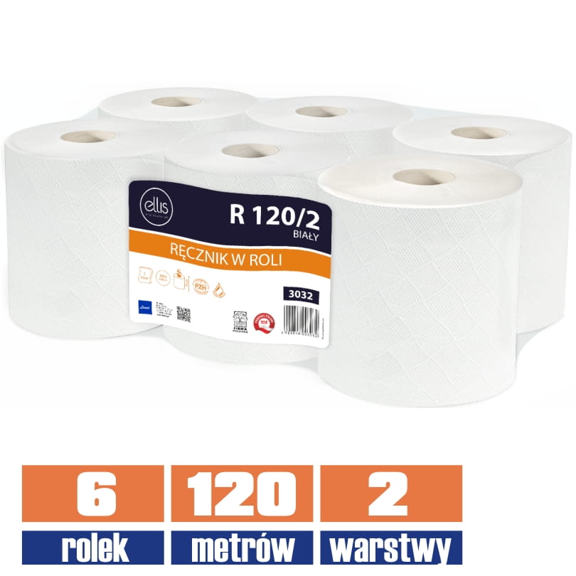 3032 LAMIX ręcznik w roli 100% celuloza 120mb / 6 sztuk