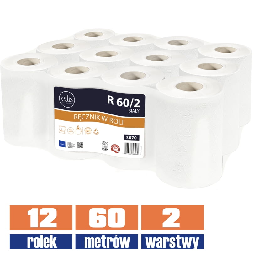 3070 LAMIX ręcznik w roli 100% celuloza 60mb / 12 sztuk