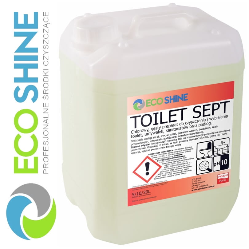 ECOSHINE TOILET SEPT 5L chlorowy żel do czyszczenia i wybielania toalet, umywalek, sanitariatów, podłóg