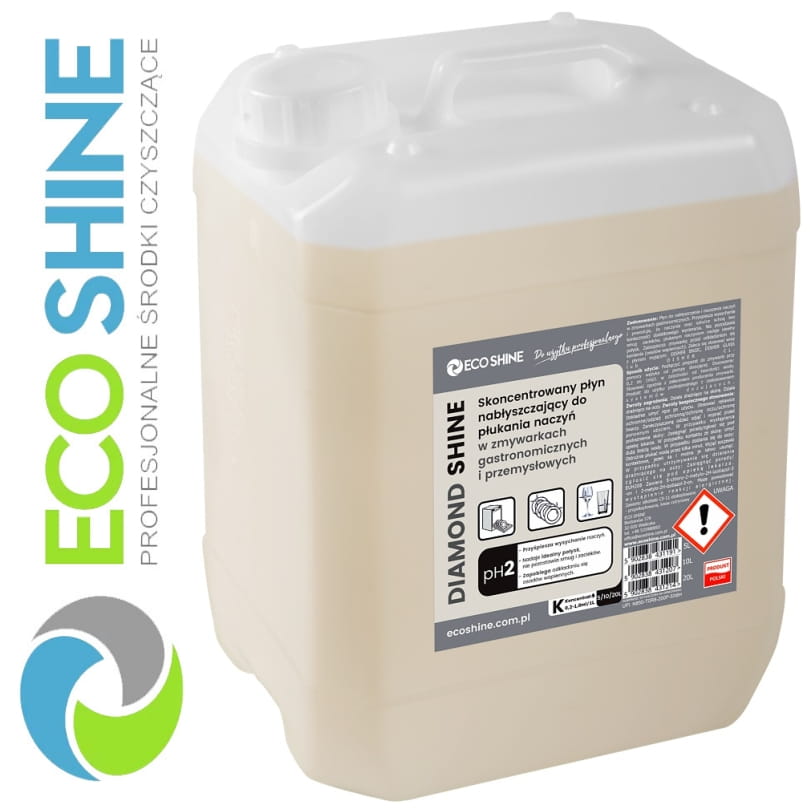 ECOSHINE DIAMOND SHINE 10kg skoncentrowany płyn nabłyszczający do płukania naczyń w zmywarkach gastronomicznych i przemysłowych