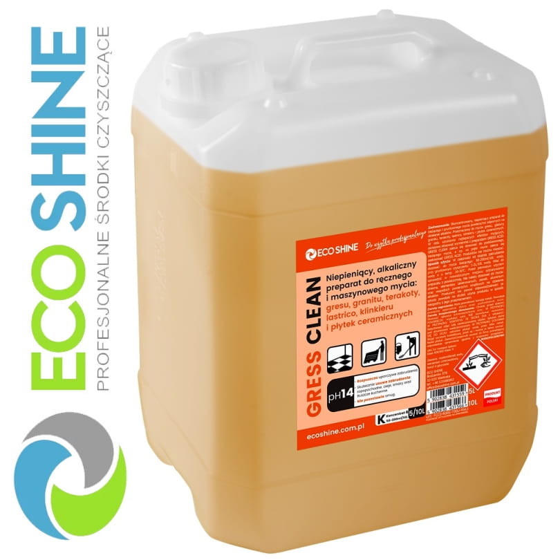ECOSHINE GRESS CLEAN 5L zasadowy preparat do intensywnego doczyszczania gresu oraz innych posadzek