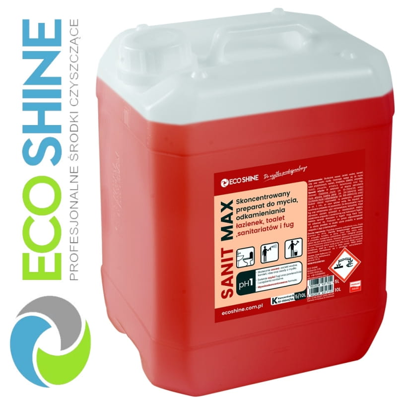 ECOSHINE SANIT MAX 5L skoncentrowany płyn czyszcząco odkamieniający do mycia łazienek, toalet, sanitariatów
