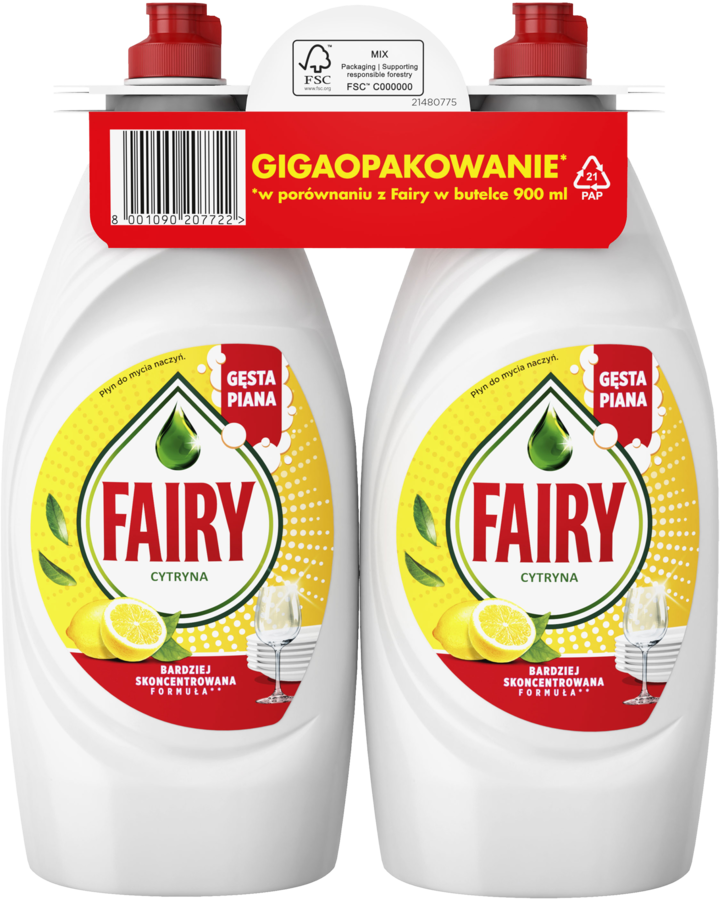 FAIRY płyn do mycia naczyń DUOPACK 2x900ml - Lemon