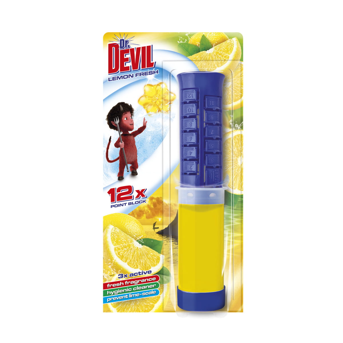 Dr. DEVIL punktowy krążek WC żel 12 aplikacji - Lemon Fresh