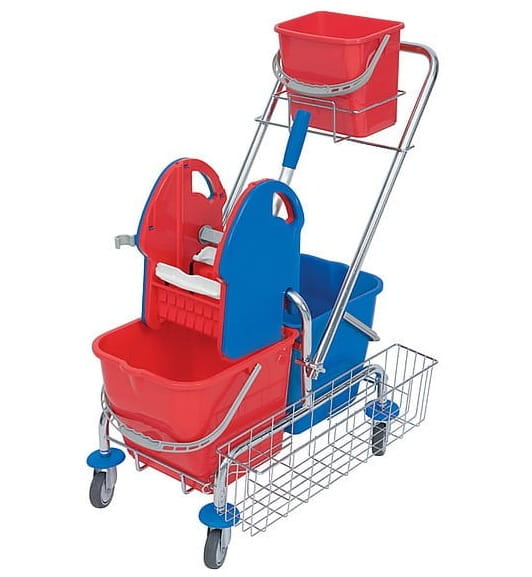 SPLAST wózek wiadro 2x20L + wiaderko 6l + koszyk chrom